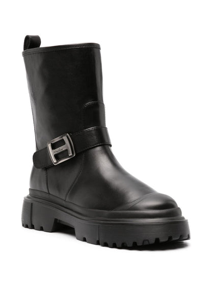 H619 leather biker boots