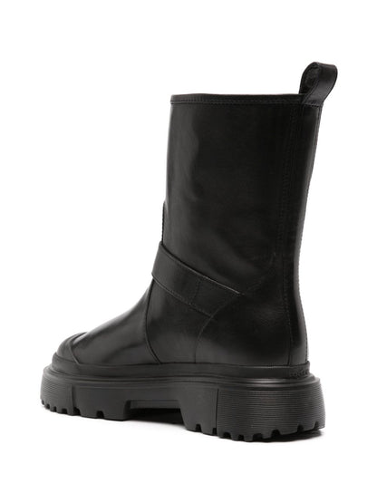 H619 leather biker boots