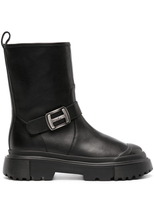 H619 leather biker boots