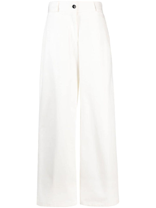 Wide-leg cotton trousers