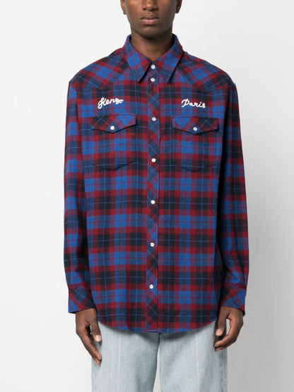 Wool blend checked shirt