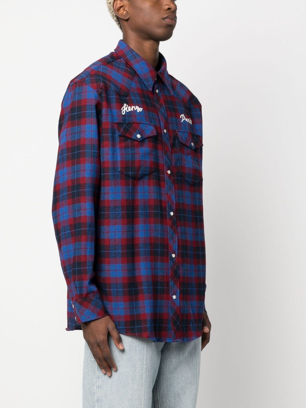 Wool blend checked shirt