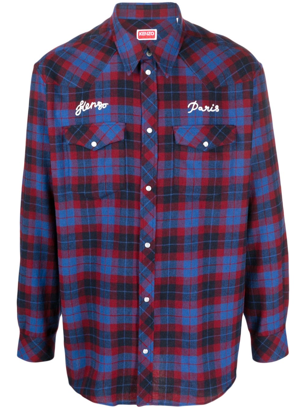 Wool blend checked shirt