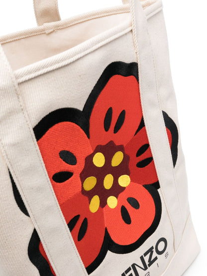 Boke flower embroidered tote bag