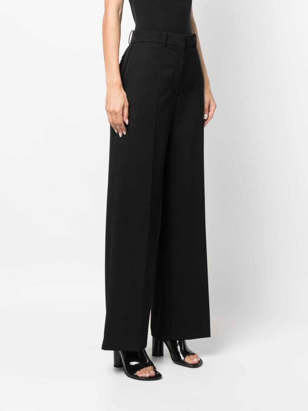 Wide leg wool trousers