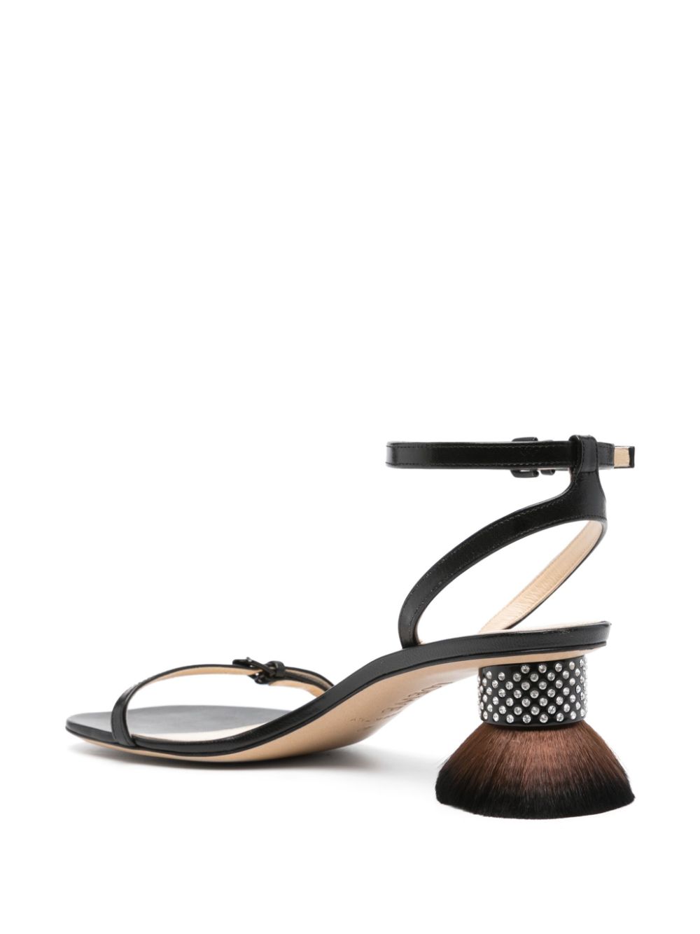 Petal brush leather heel sandals