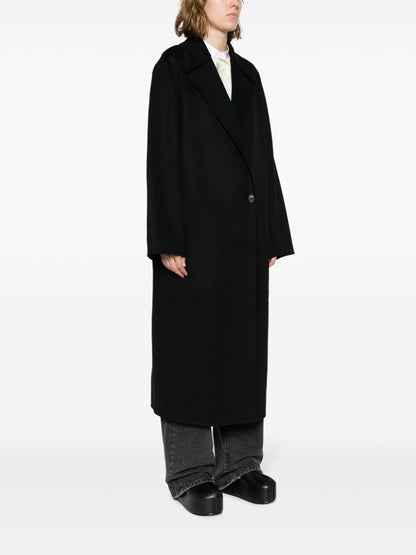 Wool and cashmere blend single-breasted long coat