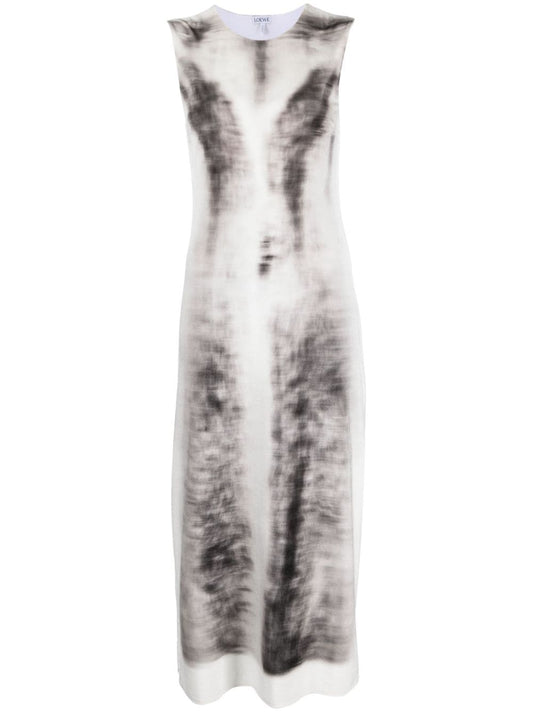 Blurred print tube dress