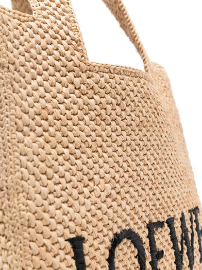 Loewe font raffia tote bag