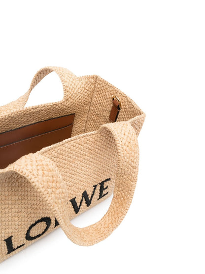 Loewe font raffia tote bag