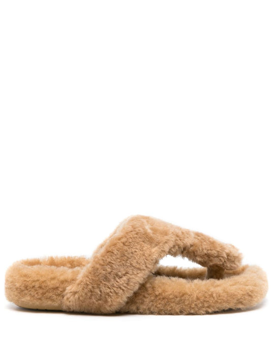 Faux fur slides sandals