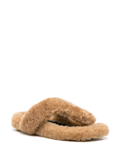 Faux fur slides sandals