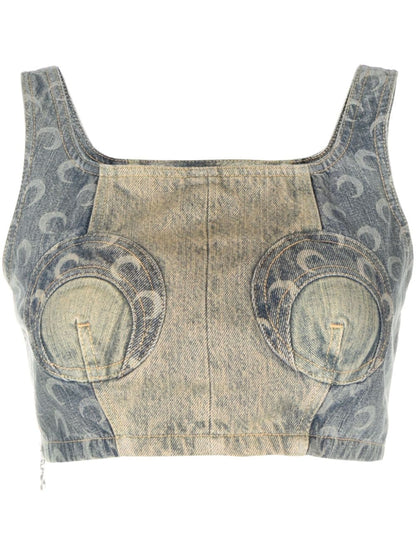 Denim cropped bustier