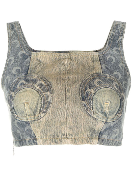 Denim cropped bustier