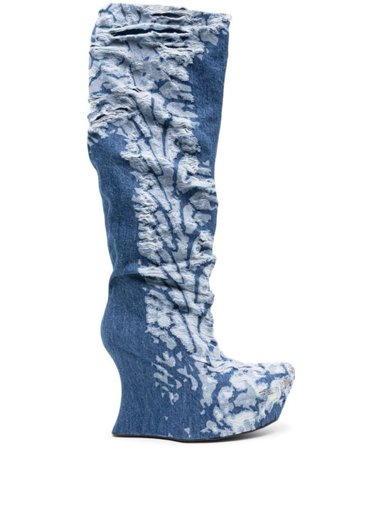 Denim heel boots