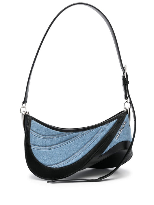 Spiral curve 01 denim shoulder bag