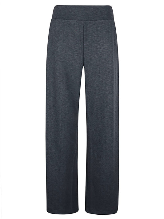 Cotton blend wide-leg trousers