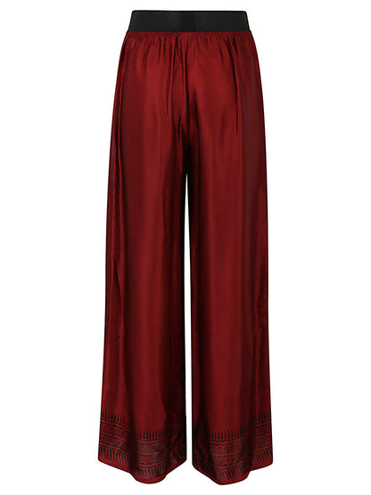 Wide leg silk trousers