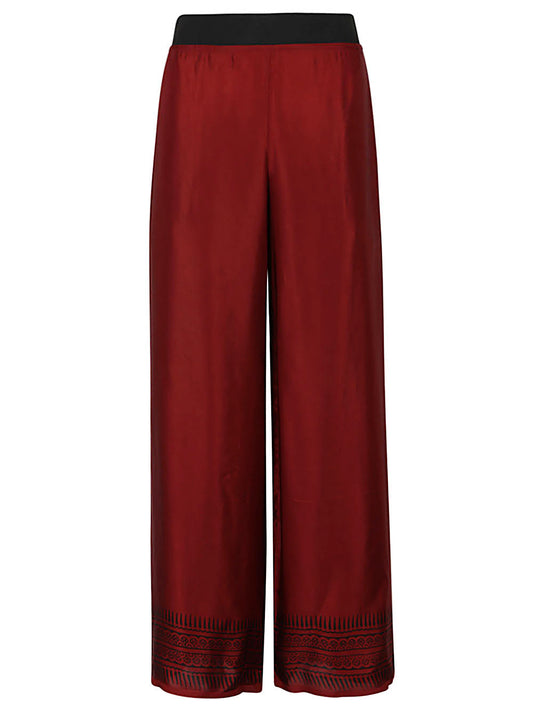 Wide leg silk trousers