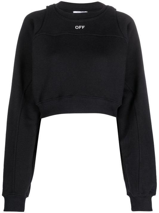 Logo cropped cotton sweatshirt