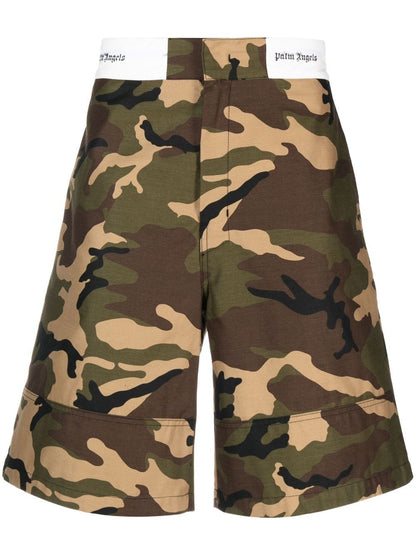 Camouflage print cotton shorts