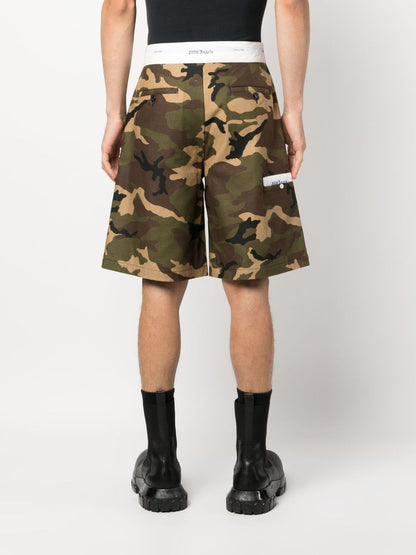 Camouflage print cotton shorts