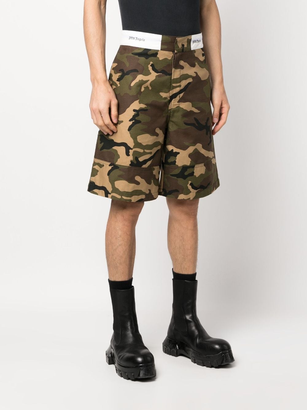 Camouflage print cotton shorts