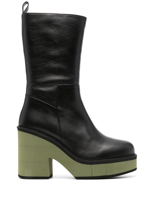 Leather heel ankle boots