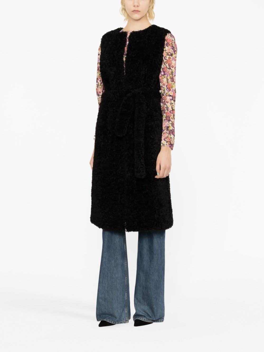 Long faux fur waistcoat