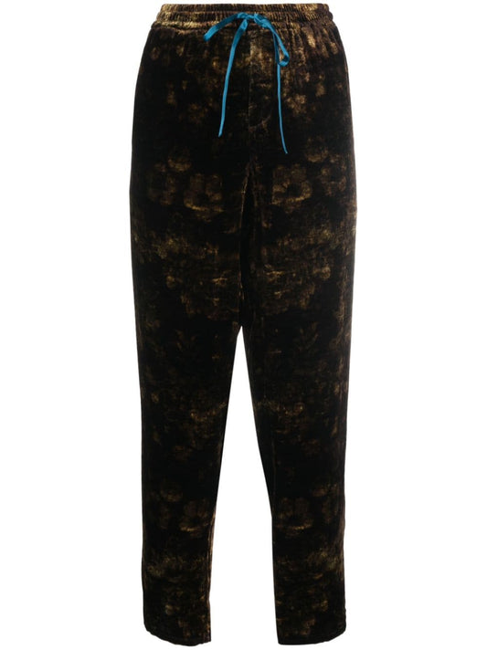 Printed silk blend trousers