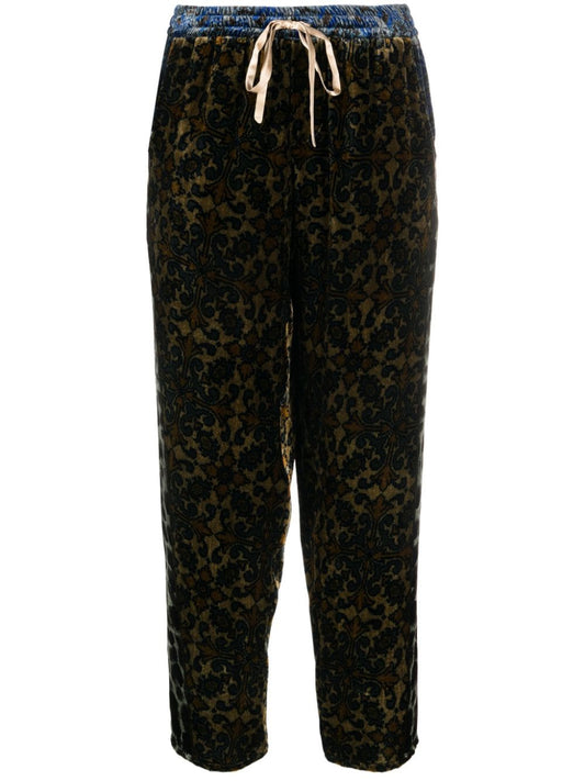 Printed silk blend trousers