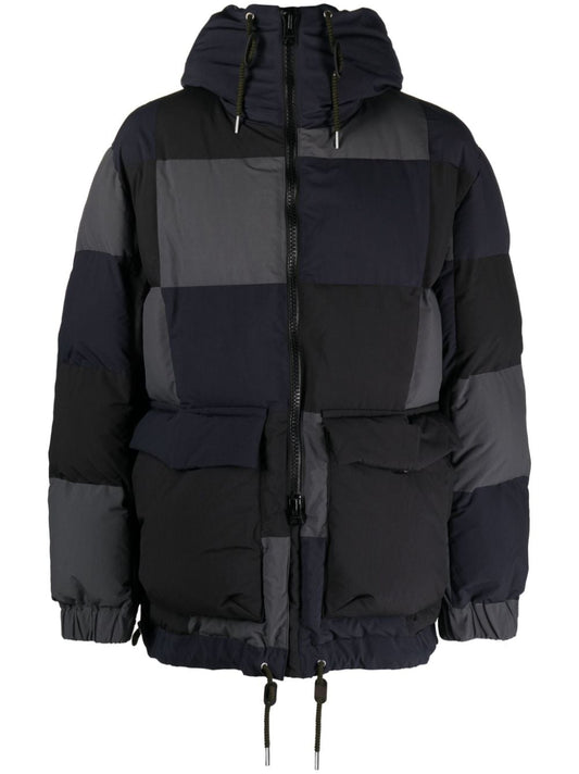 Patchwork padded down jacket