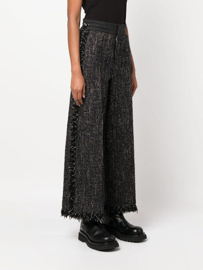 Wide leg tweed trousers