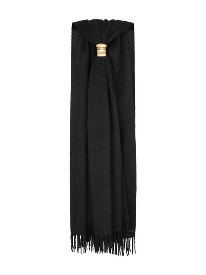 Fringes wool blend scarf