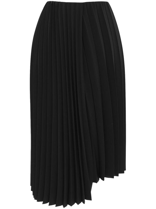 Asymmetric pleated midi skirt