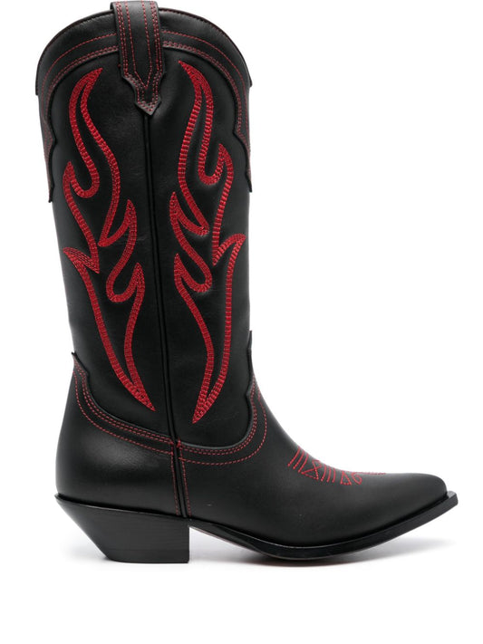 Embroidered suede western boots