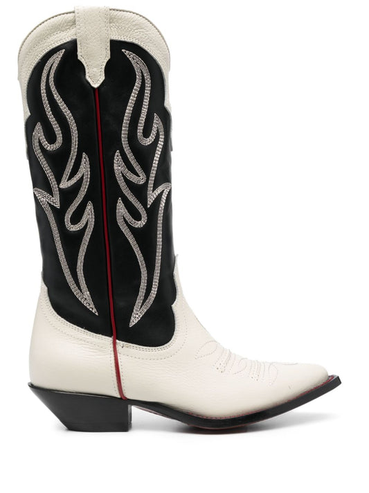 Embroidered suede western boots