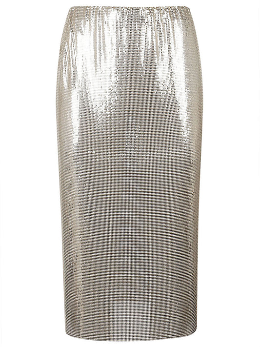 Metallic knit midi skirt