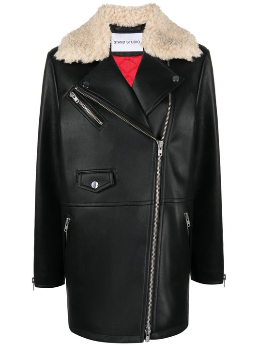 Kinsley faux leather biker coat