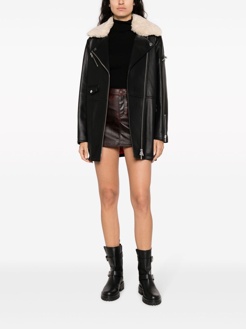 Kinsley faux leather biker coat