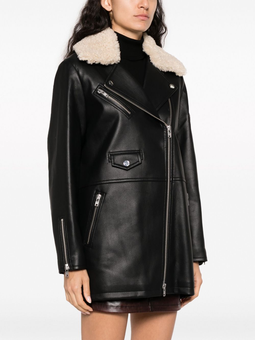 Kinsley faux leather biker coat