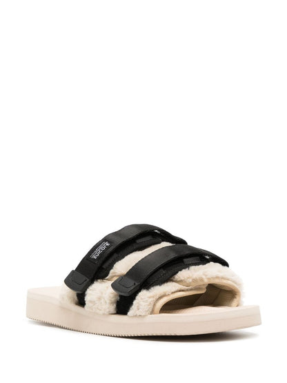 Nylon and eco fur slides