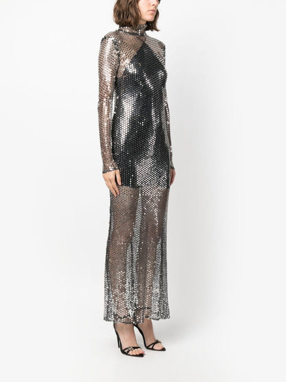 Tina transparent  long dress with sequins