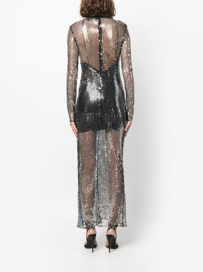 Tina transparent  long dress with sequins