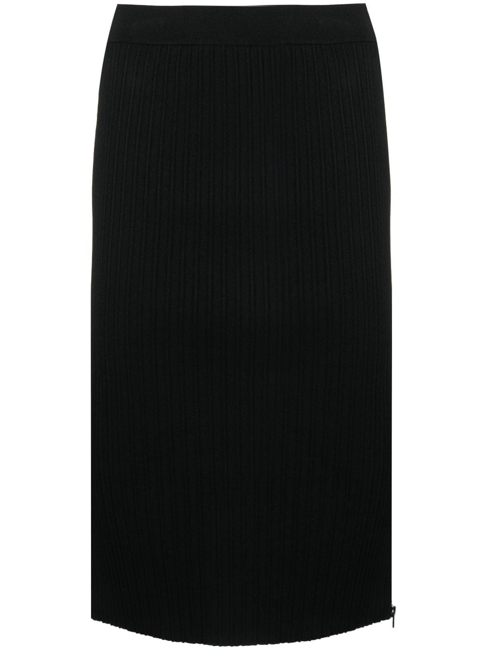 Zipped ribbed silk skirt