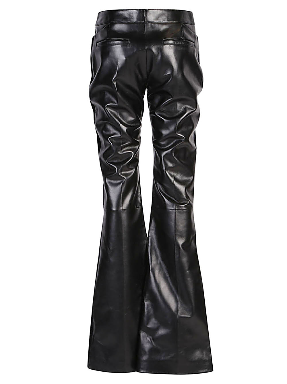 Flared leather and velvet trousers