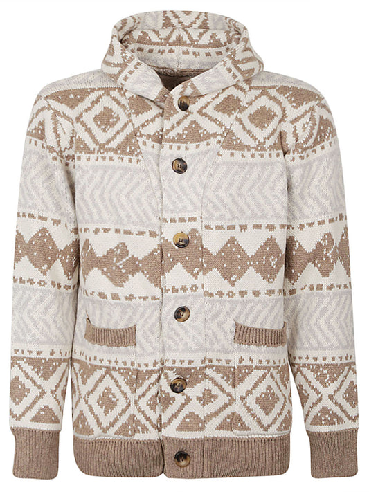 Ethnic print cardigan