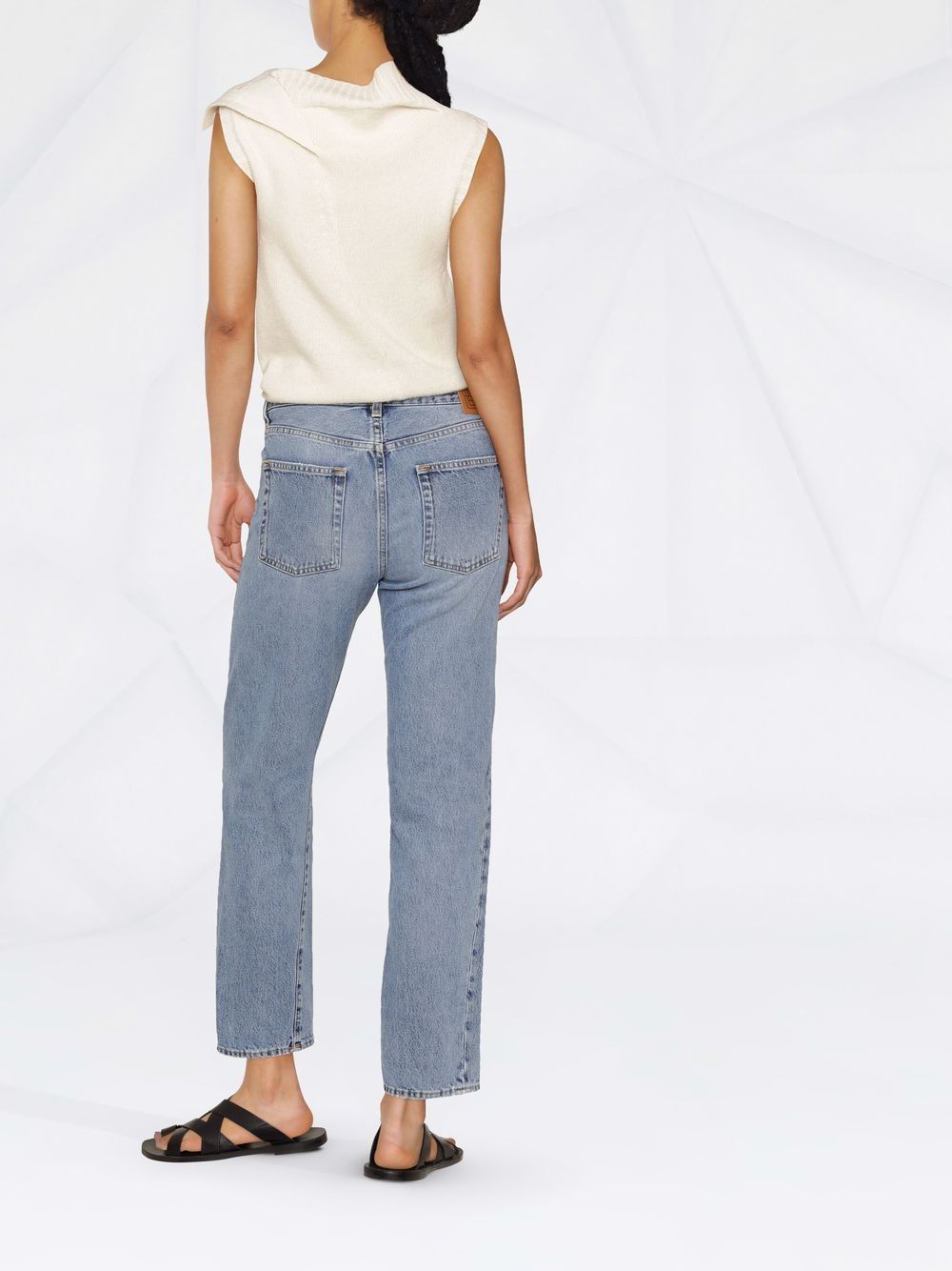 Straight leg cropped denim jeans