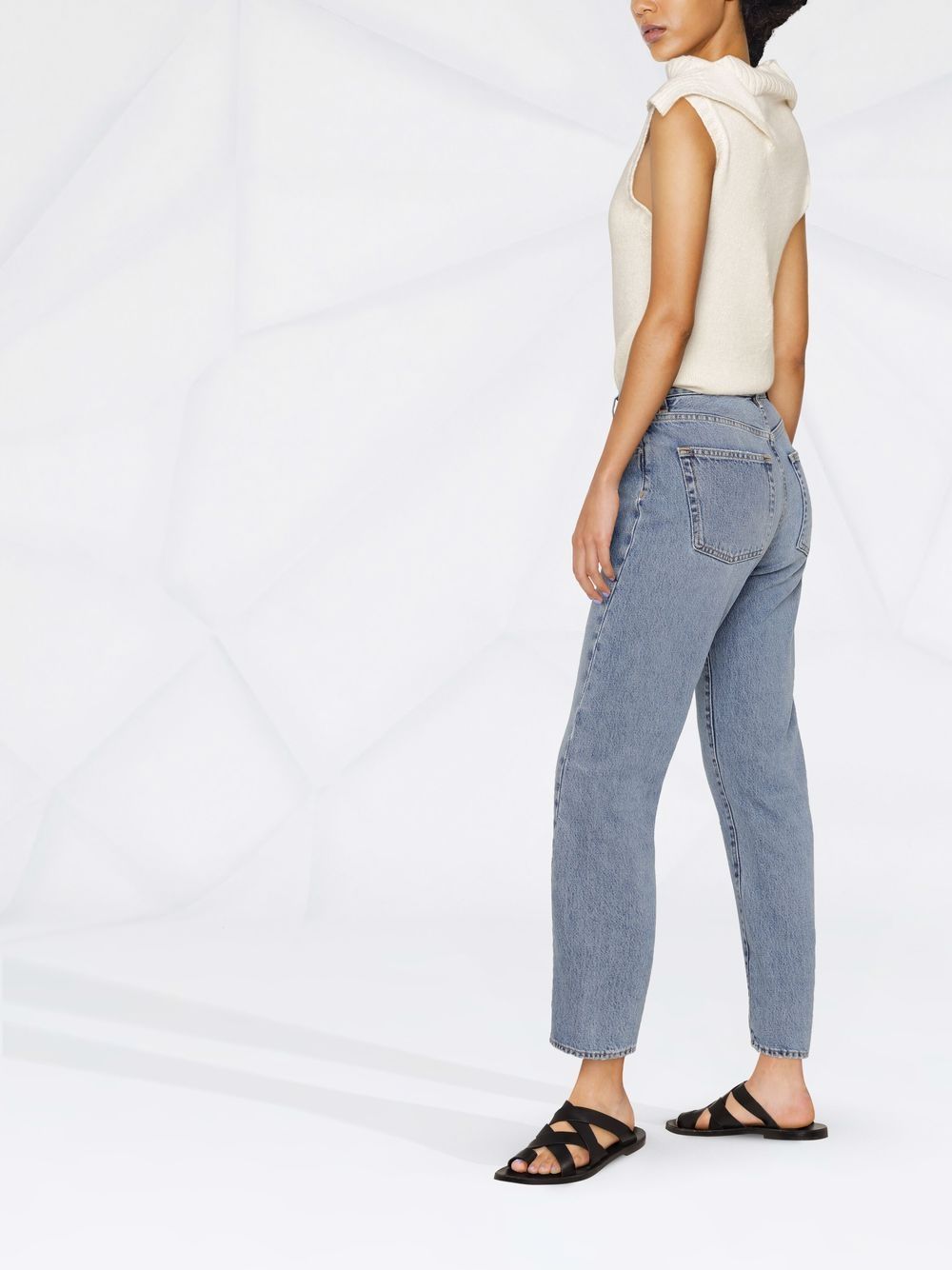 Straight leg cropped denim jeans