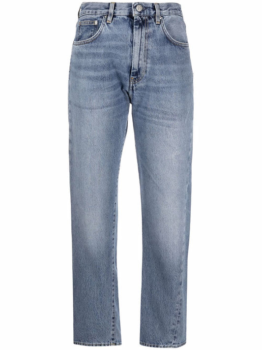 Straight leg cropped denim jeans